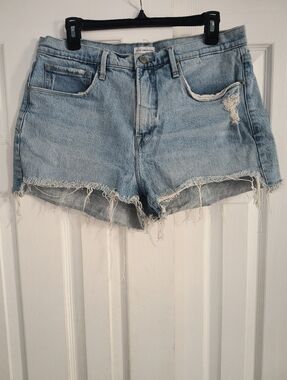 Good American Good '90s Distressed Denim Shorts Size 10